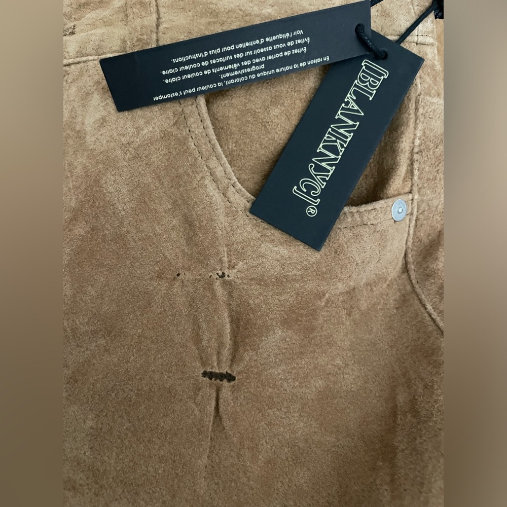 NWT Blank NYC Women’s Real Suede Midi Skirt Pecan Color Size 25 - Picture 9 of 9